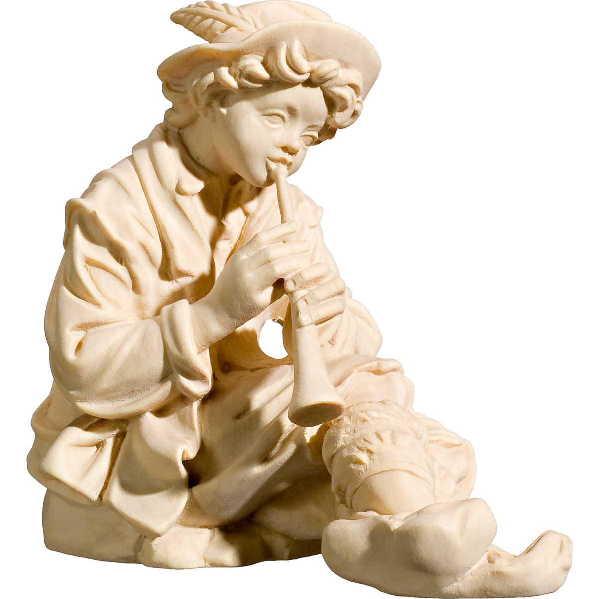 Pastor sentado con flauta